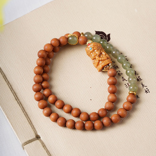 芭比檀香竹节珠DIY小金锁款多圈手链串5×7男女文玩念珠