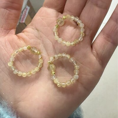 黄水晶戒指女2025新款爆款学生党素圈闺蜜款水晶饰品
