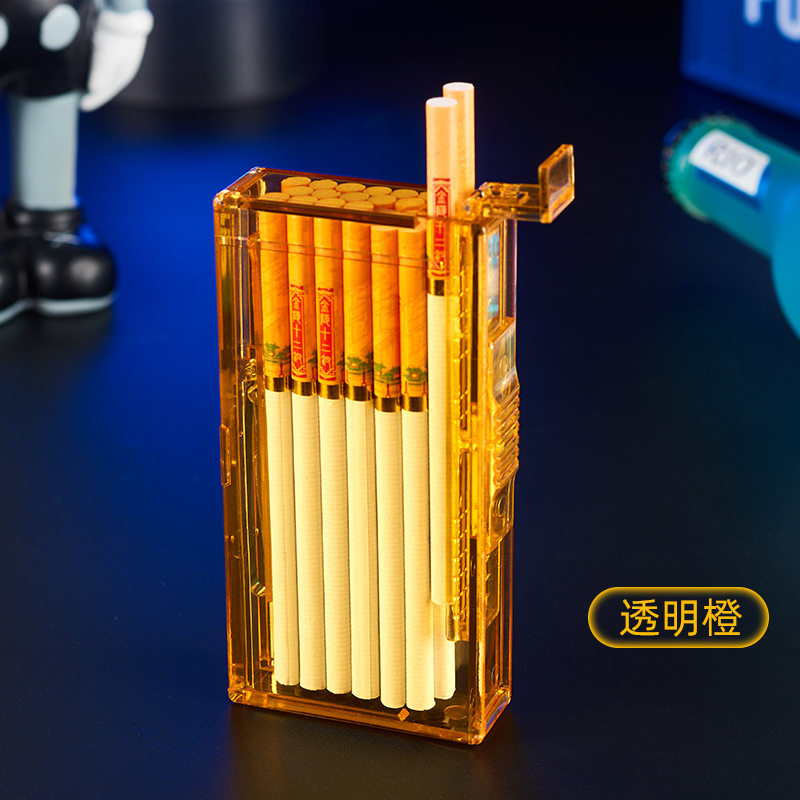 新款颜值超高的透明烟盒自动弹烟二十支装细烟抗压保护抖音
