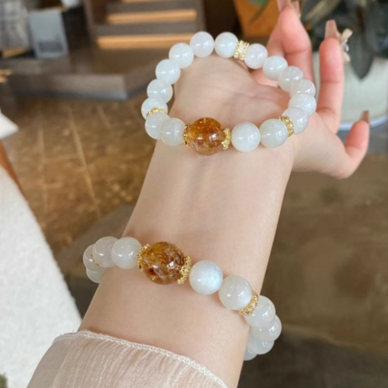 天然白月光石海蓝宝石手链黄塔晶上岸紫水晶紫塔晶黄水晶手串