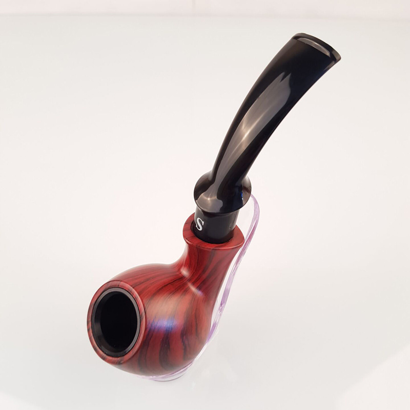 三达777耐用胶木弯式过滤烟斗深红色大圆头木纹烟斗经典男士烟