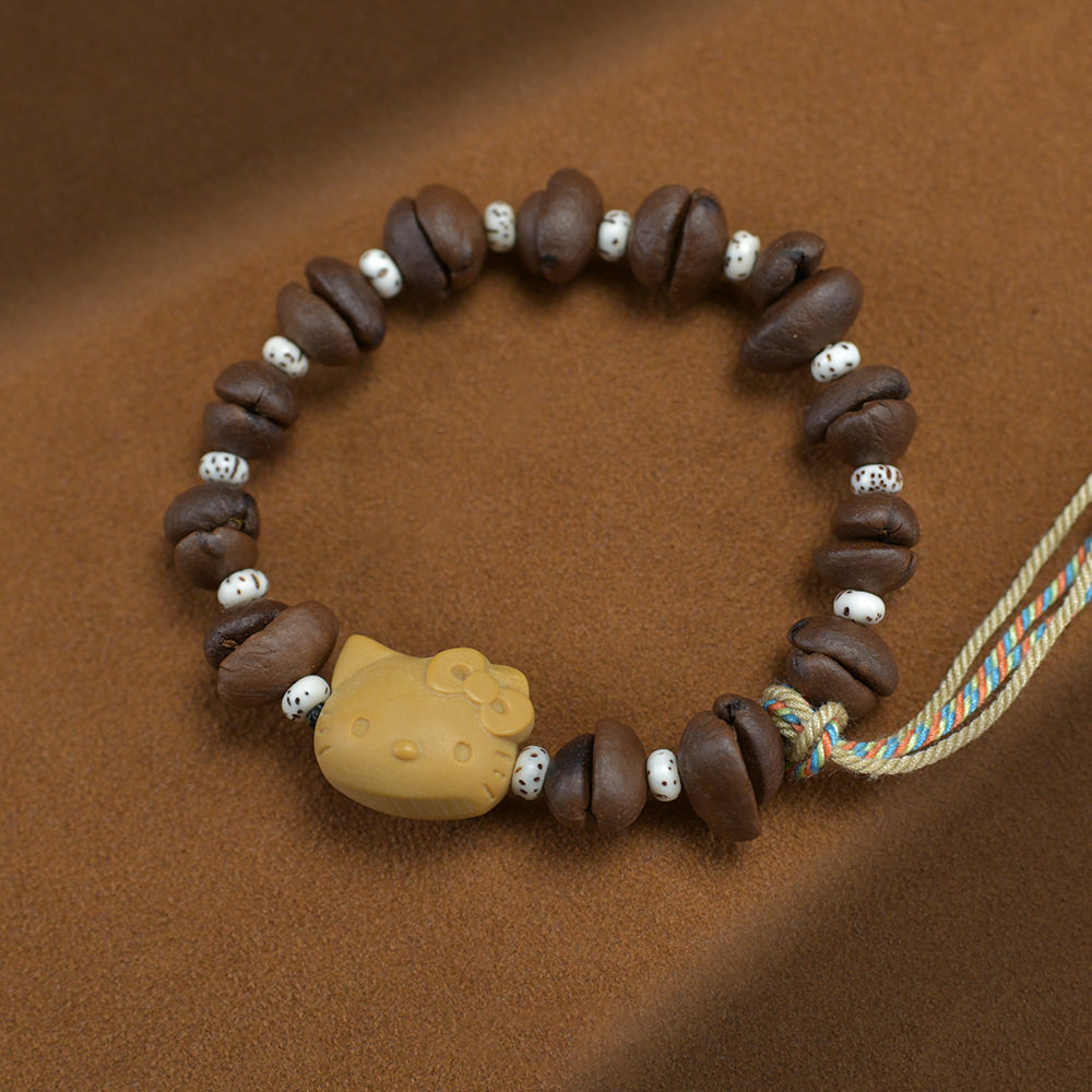 男女情侣款女生礼物小众百搭个性天然香新中式咖啡手链咖啡豆手串