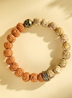 新月菩提铜配件达摩串珠手链男女文艺复古金刚菩提文玩手串