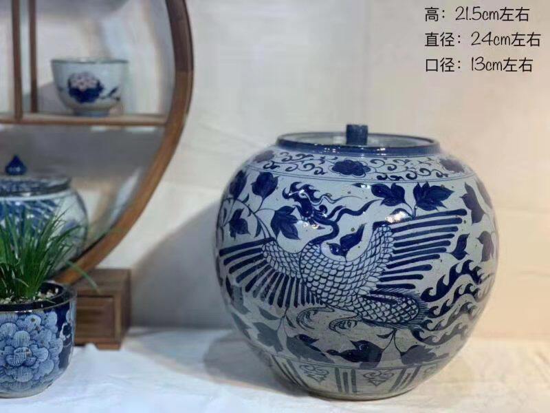 大号装茶叶罐密封罐茶具复古储茶罐景德镇陶瓷器大码普洱茶罐子