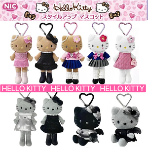 日本正品 NIC黑皮长腿hello kitty挂件毛绒公仔玩偶 炭灰黑白天使