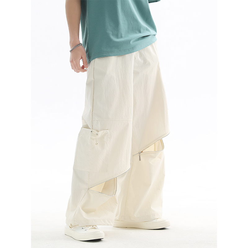 华夏印迹长休闲裤潮拉链开口装饰