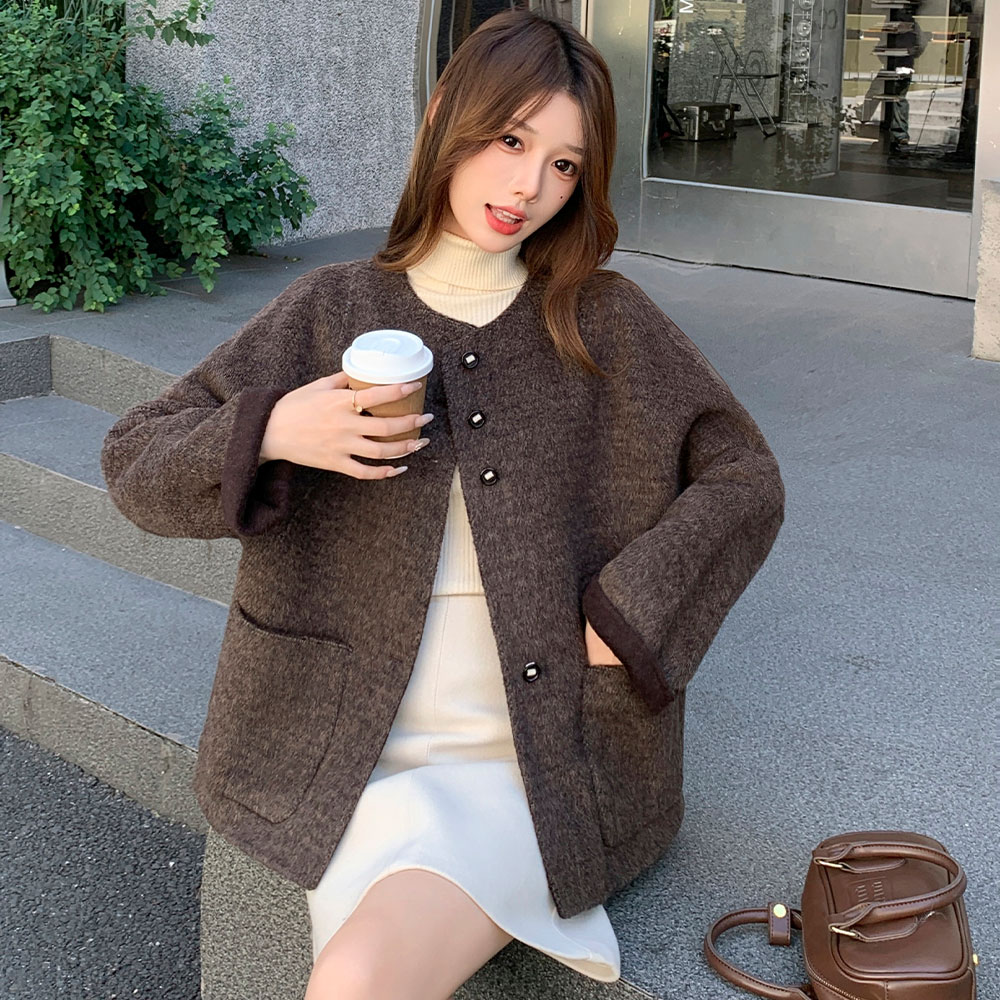 双面羊毛大衣女短款羊毛呢外套