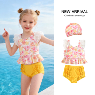 5岁3速干品质泳装 2026春夏新款 儿童泳衣女童分体公主花朵女宝宝1