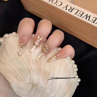 穿纯工戴938轻奢气质高手级纯手甲作美甲爆闪猫眼片装