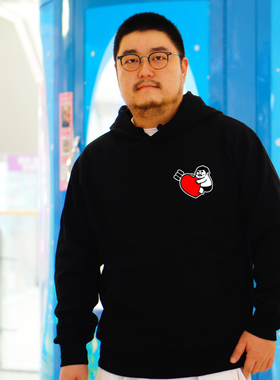 DORO多肉秋冬加绒加厚帽衫保暖摇粒绒套头连帽卫衣二次元黑色卫衣