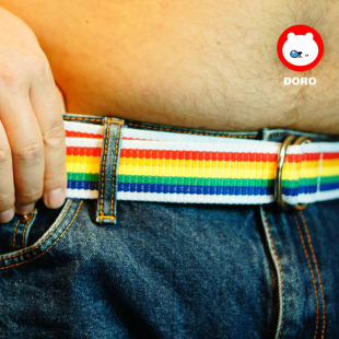 DORO多肉腰带加长加固皮带大码 彩虹帆布编织腰带双环扣 包邮 胖人裤