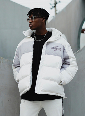 THE V BRAND原创潮牌街头嘻哈撞色花体字设计百搭加厚保暖羽绒服