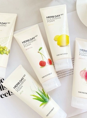 The Face Shop菲诗小铺HERB DAY365洗面奶蜜桃樱桃芦荟170ml