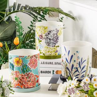 防霉花季之物筷子筒 陶瓷收纳罐家用厨房餐具刀叉勺子收纳桶花盆