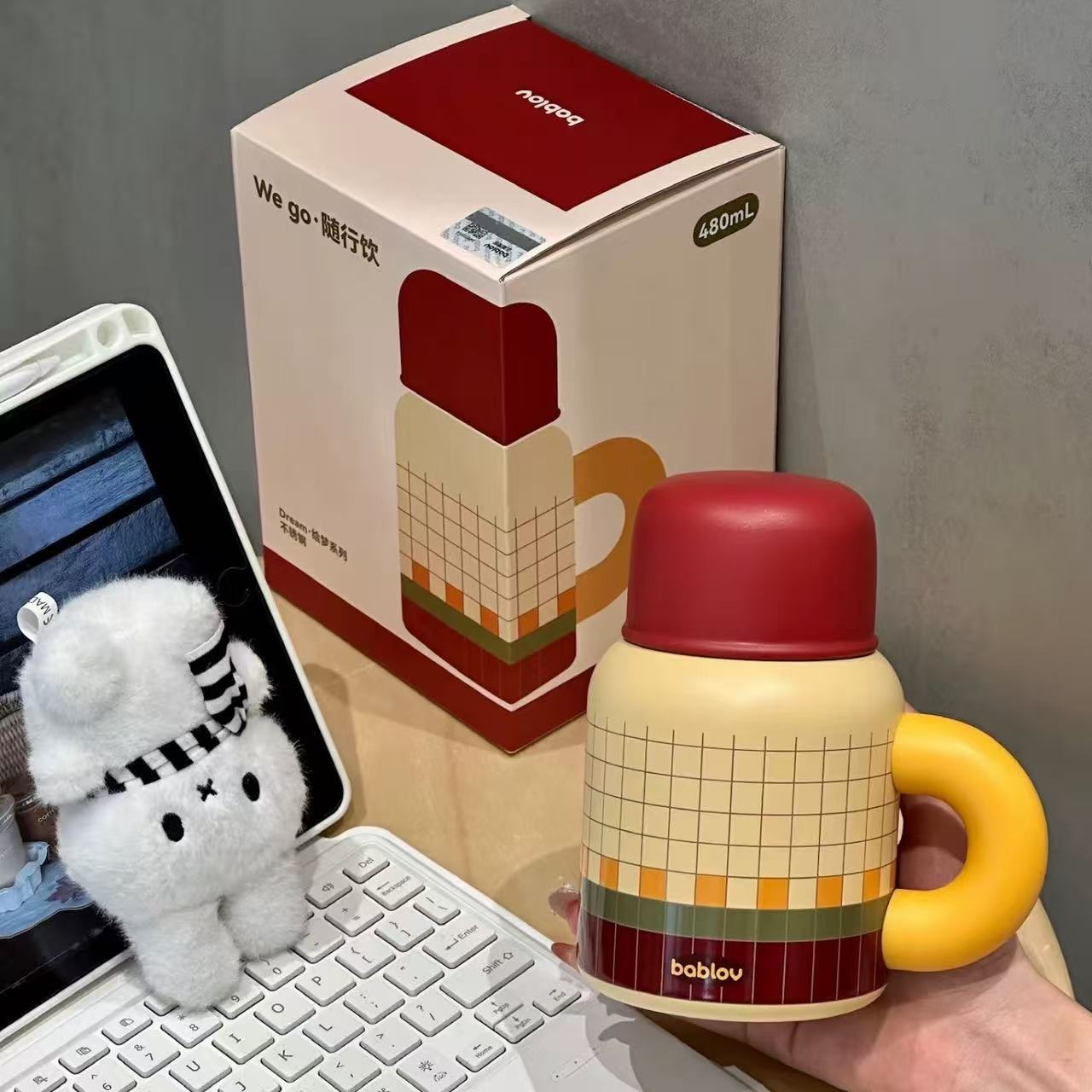 花伴森小胖兜把手杯吸管便携可爱