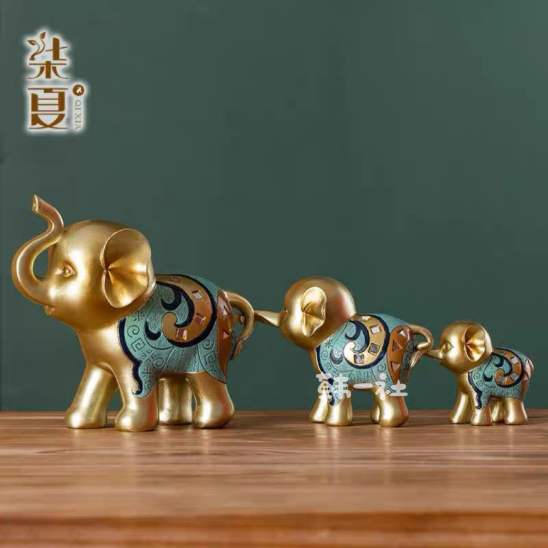 现代简约手绘大象玄关摆件