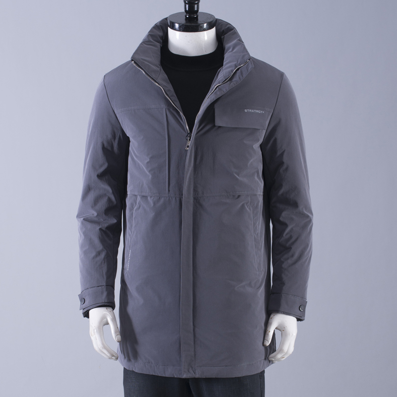 大牌撤柜男士无帽立领基础百搭灰色羽绒服时尚休闲白鸭绒冬装外衣