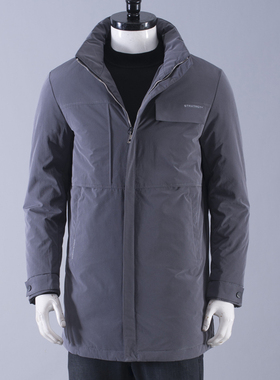 大牌撤柜男士无帽立领基础百搭灰色羽绒服时尚休闲白鸭绒冬装外衣