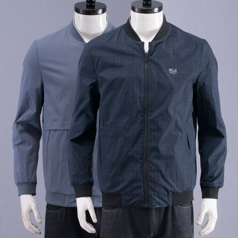 一线撤柜尾货棒球领格纹双面夹克