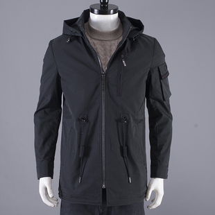 一线品牌撤柜秋冬季防风中长款棉衣厚男装脱卸帽子抽绳棉服风衣男