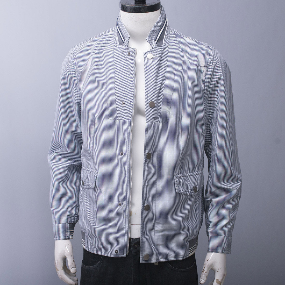 断码清货170~品牌尾货男士春秋季格子夹克衫中青年小立领春装外套,男装,夹克,淘宝优惠券,粉丝福利购,淘宝优惠卷