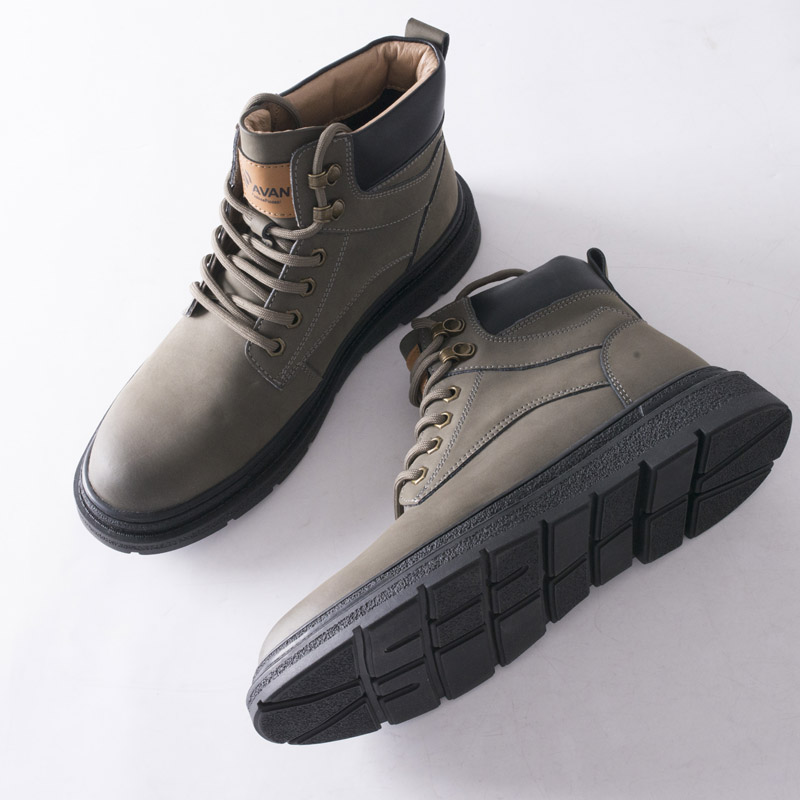 工装风二层牛皮马丁靴真皮皮鞋男