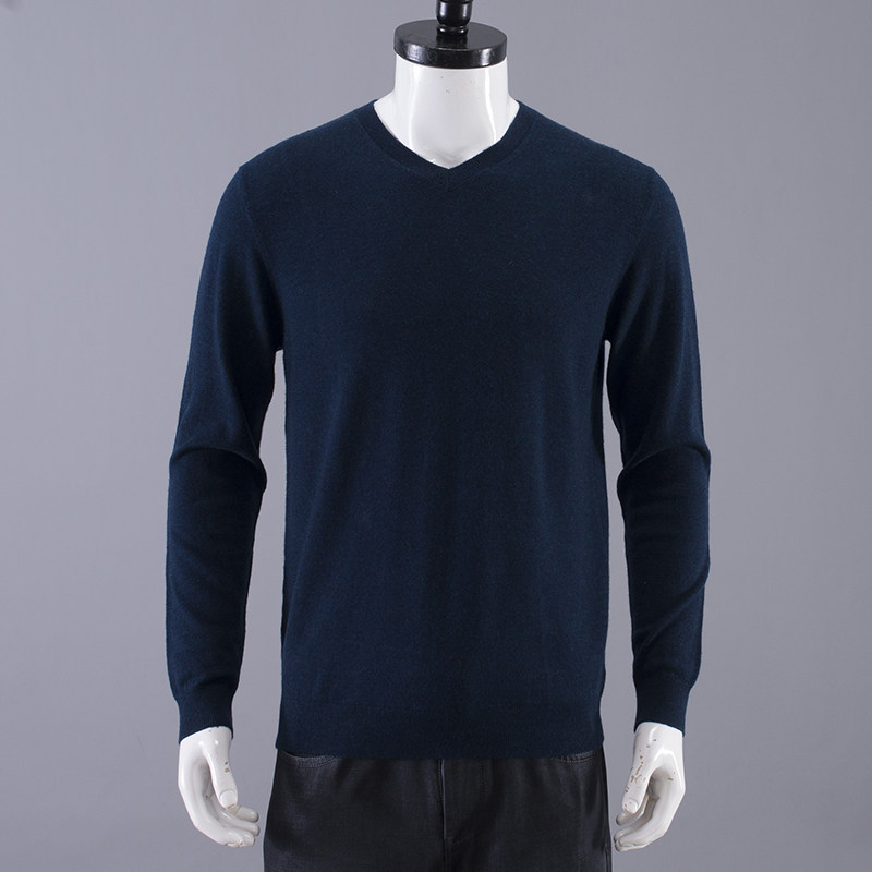 品质羊毛衫中青年秋冬墨绿色百搭