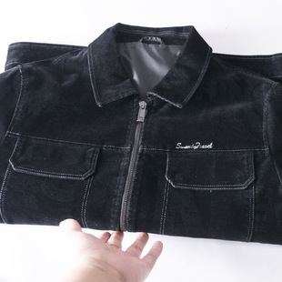 68%棉~一线品牌撤柜秋冬季黑色厚款翻领牛仔外套时尚潮流男装夹克