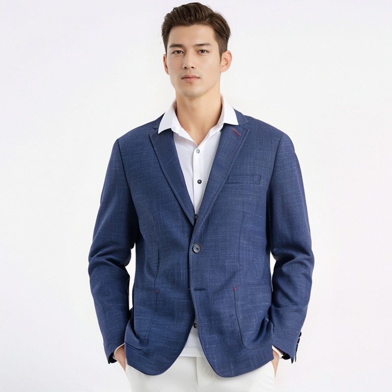 男士西装外套修身蓝色休闲单西服
