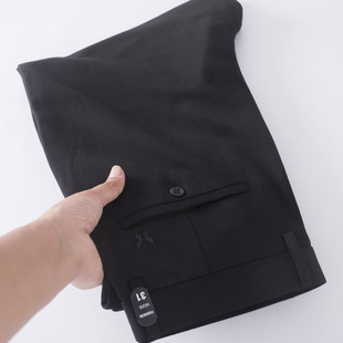 男裤 微弹易打理工装 子 子春秋季 九尾货商务休闲纯黑色弹力直筒长裤