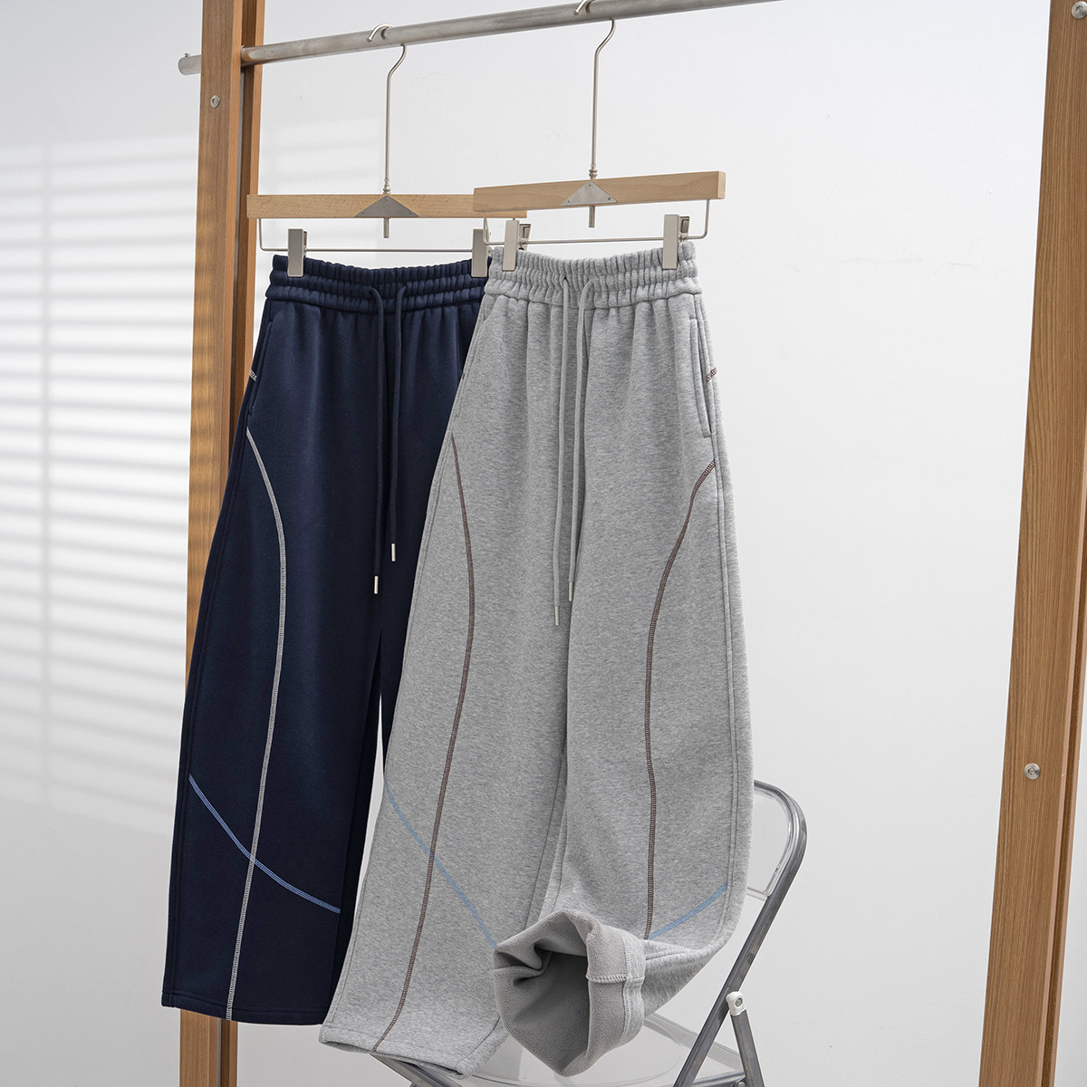 松弛感情侣弯刀裤~大厂尾货男女同款秋冬季加绒卫裤宽松显瘦长裤,男装,卫裤,淘宝优惠券,粉丝福利购,淘宝优惠卷