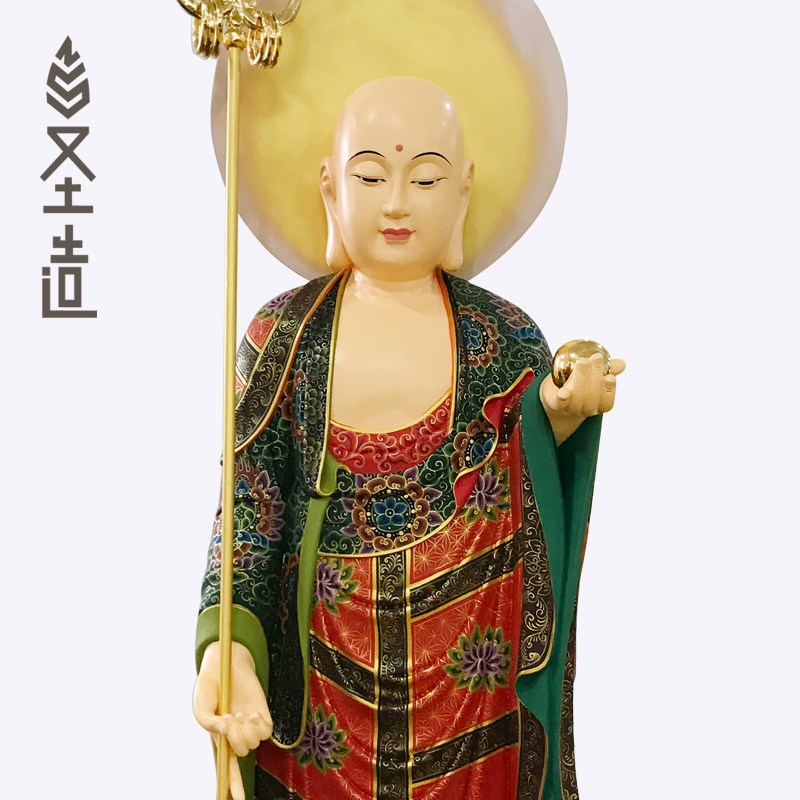 实木雕刻地藏王木雕佛像摆件家用柚木地藏居家神像定制厂家 圣造