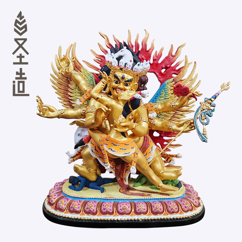 铜雕欢喜金刚神像寺院家用藏传黄铜钦血金刚佛像定制 圣造