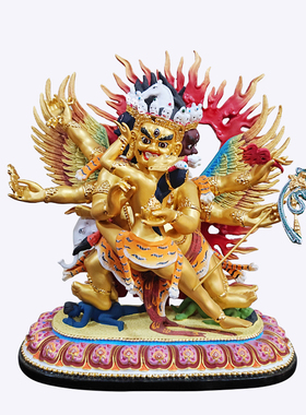 铜雕欢喜金刚神像寺院家用藏传黄铜钦血金刚佛像定制 圣造