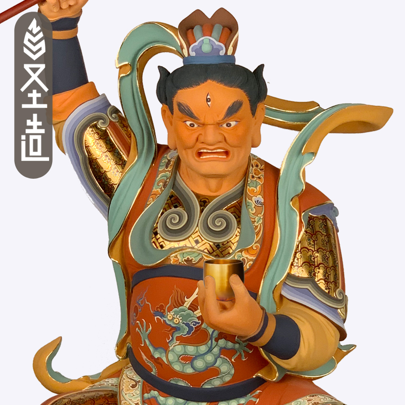 新款监斋木雕佛像摆件王敦煌彩紧那罗王神像定制厂家 圣造