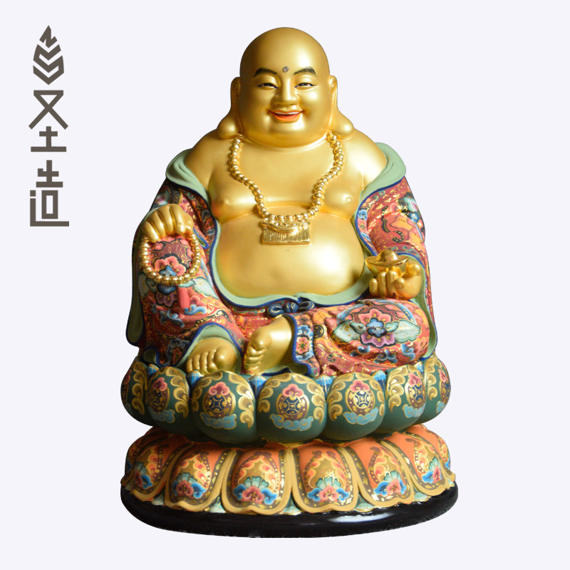 弥勒佛木雕佛像笑佛木大肚弥勒佛居家客厅摆件定制 圣造
