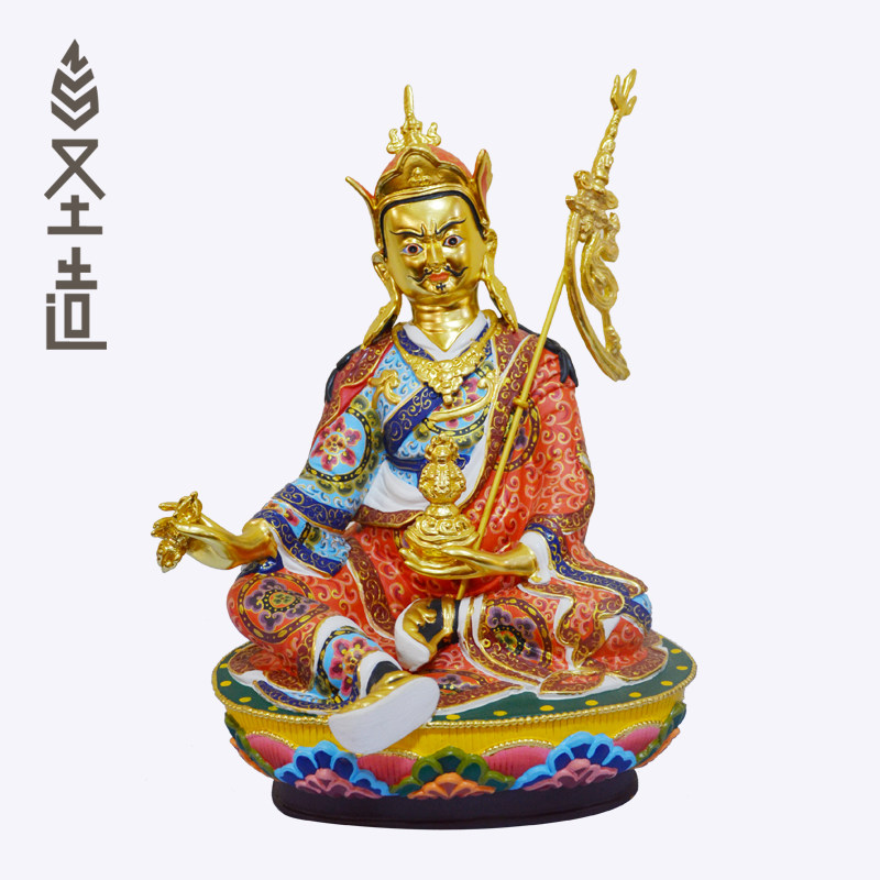 藏传莲花生大士佛像木雕藏密莲花生大师家用居家 圣造