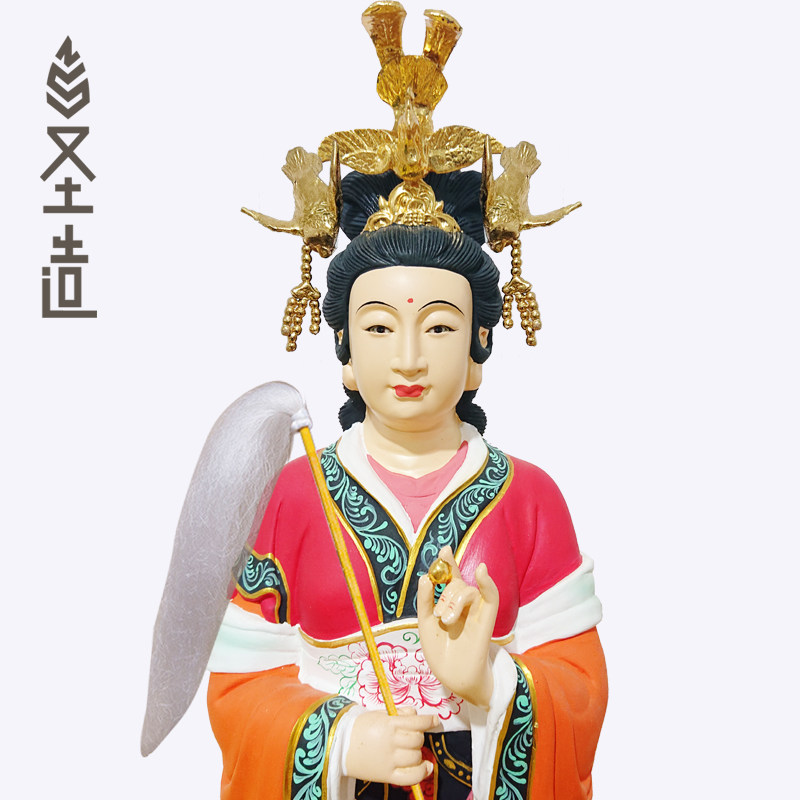 木雕碧霞元君神像家用泰山娘娘木神像泰山老母摆件定制 圣造