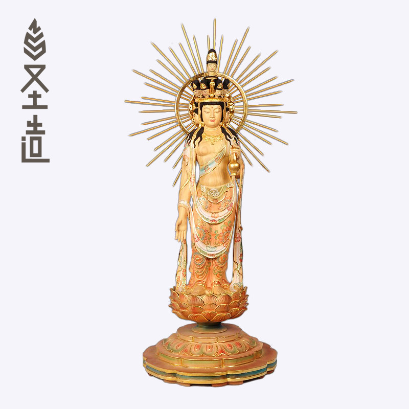 木雕十一面观音佛像日本观音居家家用摆件定制定做 圣造