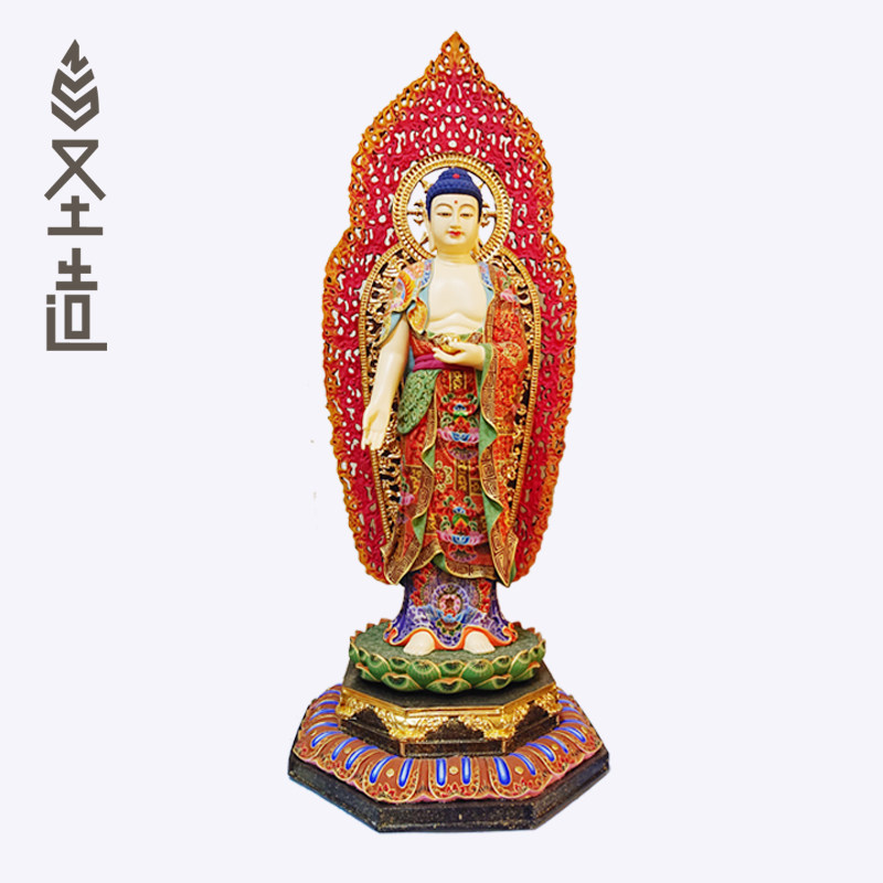 木雕释迦牟尼佛像摆件家用实木佛陀像释迦佛木定制 圣造