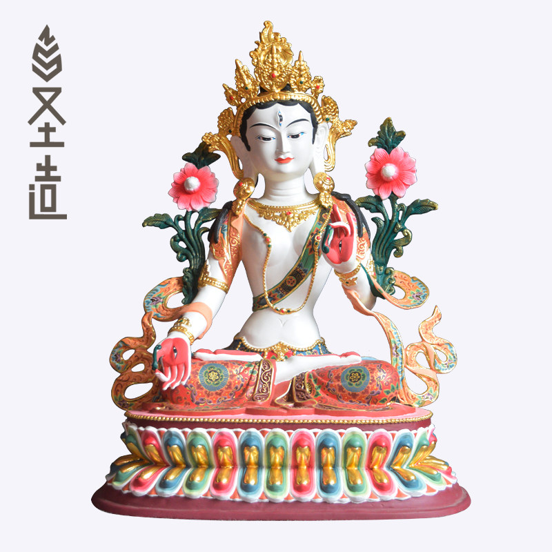 藏传白度母木雕佛像密宗藏式实木佛像藏密居家定制 圣造