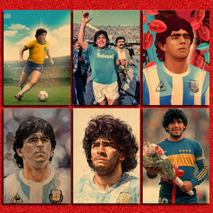马拉多纳海报足球明星装饰画世界杯阿根廷球星挂图宿舍墙贴壁画