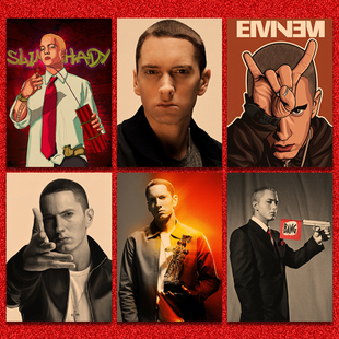 Eminem埃米纳姆 阿姆说唱歌手复古牛皮纸海报装饰画酒吧墙画画芯