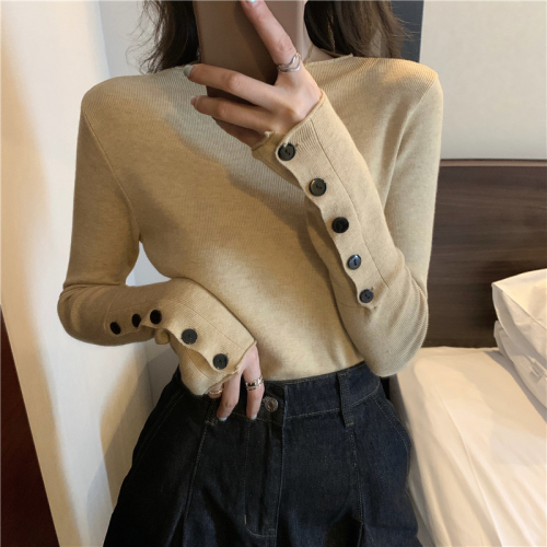 Real price winter long sleeve single breasted sweater slim knit