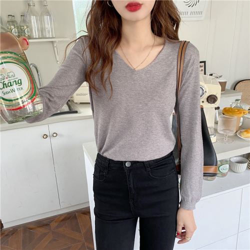 Real price autumn and winter V-neck Pullover long sleeve outer sweater