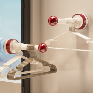 吸盘衣架收纳神器阳台多功能伸缩免打孔晾衣挂衣架子家用墙上壁挂