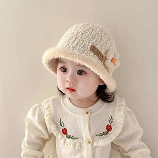 儿童渔夫帽韩国女宝宝帽子洋气婴幼儿针织水桶帽冬季时尚加厚高档