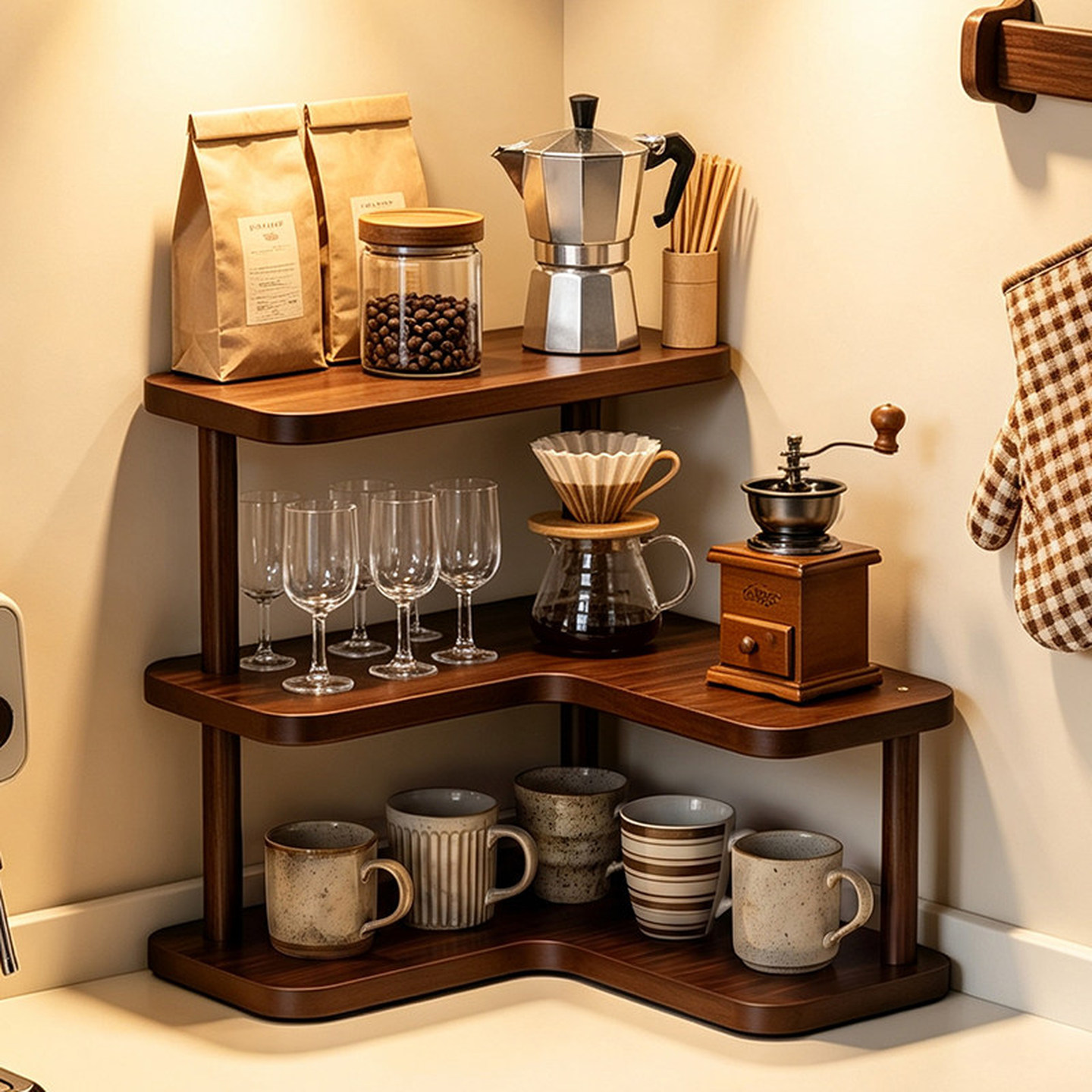 转角杯架桌面杯子收纳置物架餐桌台面水杯咖啡杯桌上茶杯放置架子