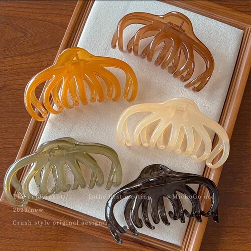 果冻色大号鲨鱼夹子女后脑勺盘发抓夹气质复古发夹发量多发卡头饰