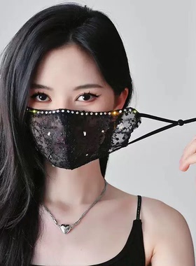 女士蕾丝面罩网红直播不露脸口罩遮脸网纱高颜值性感主播装饰道具